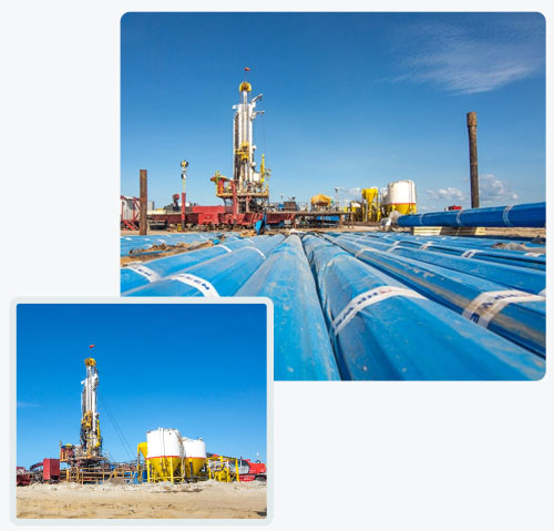 Oil pipes and rig setup